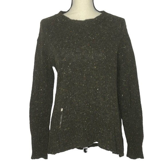 Margaret O’Leary Olive Green Distressed Sweater - Picture 1 of 11